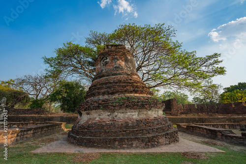 Ancient temple in Ayutthaya  Thailand. The temple is on the site of the old Royal Palace of ancient capital of Ayutthaya