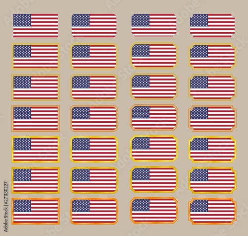 The USA state flag in frames for the Independence Day - set 4