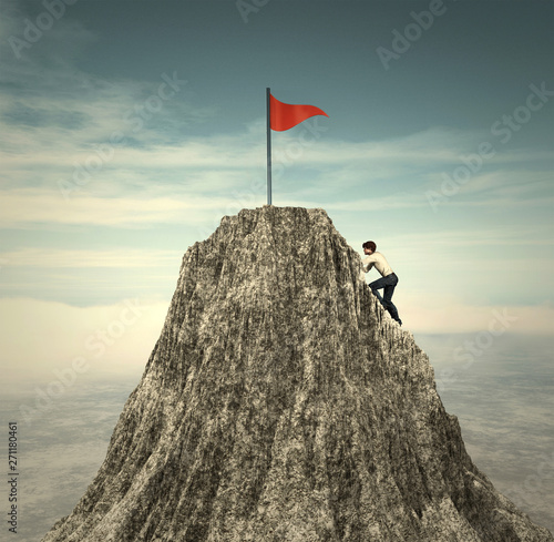 Climbing to the flag