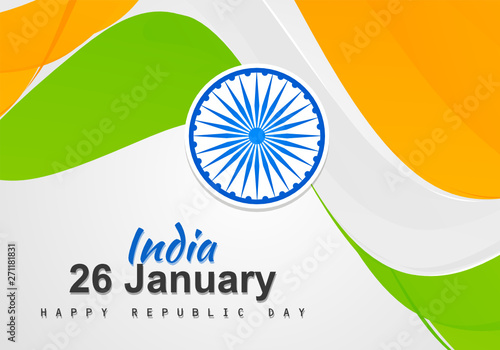 Indian Republic day concept with text 26 January. Vector Illustration.