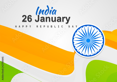 Indian Republic day concept with text 26 January. Vector Illustration.
