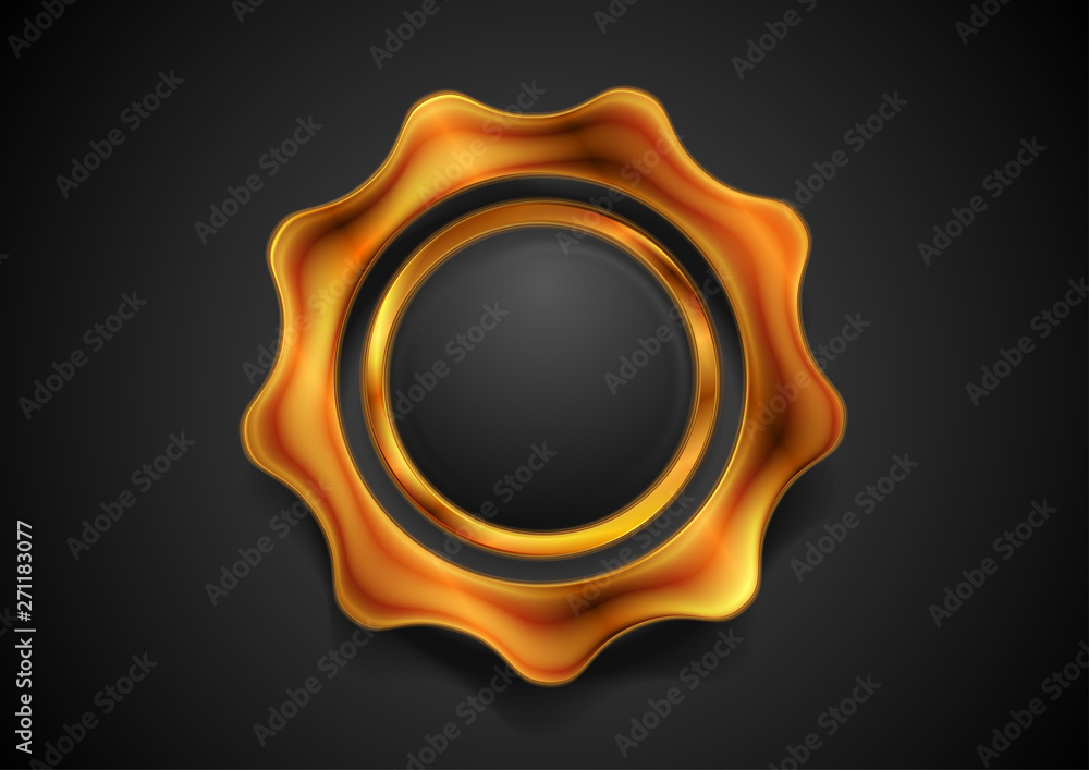 Bright bronze gear shape on black background Bright bronze gear shape on black background