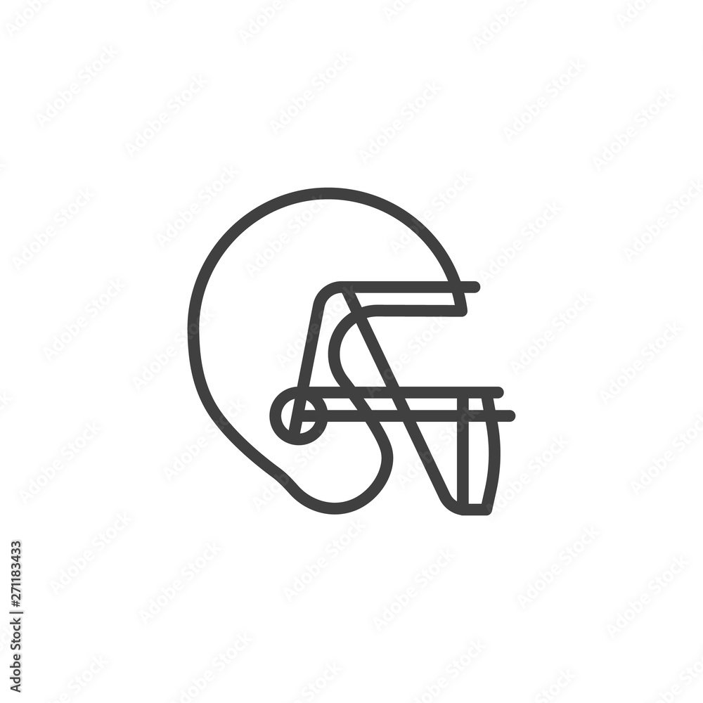 American football helmet line icon. Rugby sport uniform linear style sign for mobile concept and web design. baseball helmet outline vector icon. Symbol, logo illustration. Vector graphics American football helmet line icon. Rugby sport uniform linear style sign for mobile concept and web design. baseball helmet outline vector icon. Symbol, logo illustration. Vector graphics