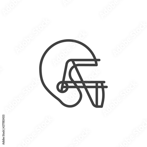 American football helmet line icon. Rugby sport uniform linear style sign for mobile concept and web design. baseball helmet outline vector icon. Symbol  logo illustration. Vector graphics