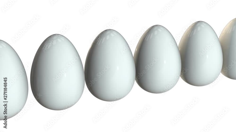 Golden egg in a row of the white eggs. 3D render. Easter, out of crowd, business concept. Video available in FullHD and HD render footage Golden egg in a row of the white eggs. 3D render. Easter, out of crowd, business concept. Video available in FullHD and HD render footage