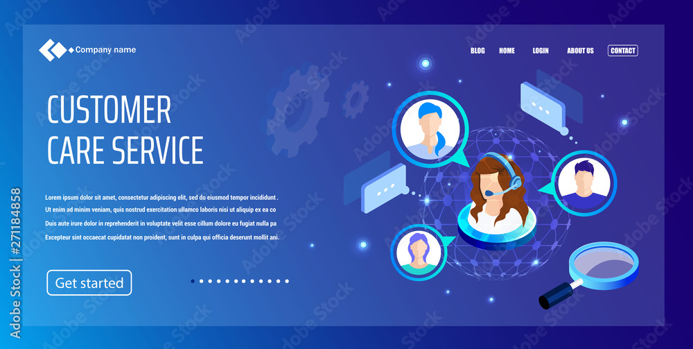 Naklejka premium Vector template for website and app. Customer, client care and support. Helpline numder. Personal user service and relationship. Isometric illustration concept for your landing page, banner.