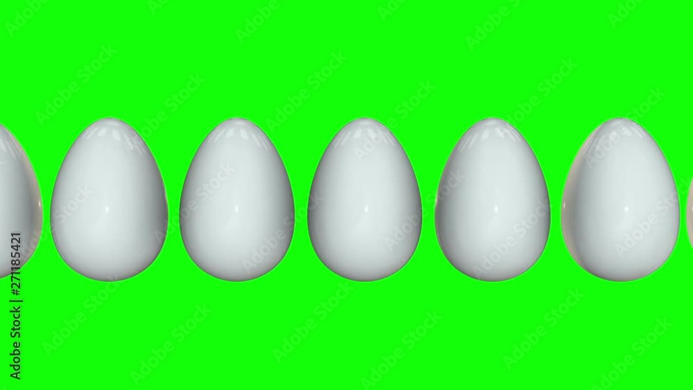 Golden egg in a row of the white eggs. 3D render. Easter, out of crowd, business concept. Video available in FullHD and HD render footage Golden egg in a row of the white eggs. 3D render. Easter, out of crowd, business concept. Video available in FullHD and HD render footage