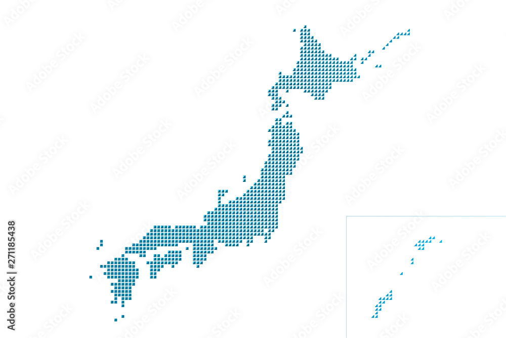 Fototapeta Japan map composed of three-dimensional dots. 立体的なドットで構成された日本地図