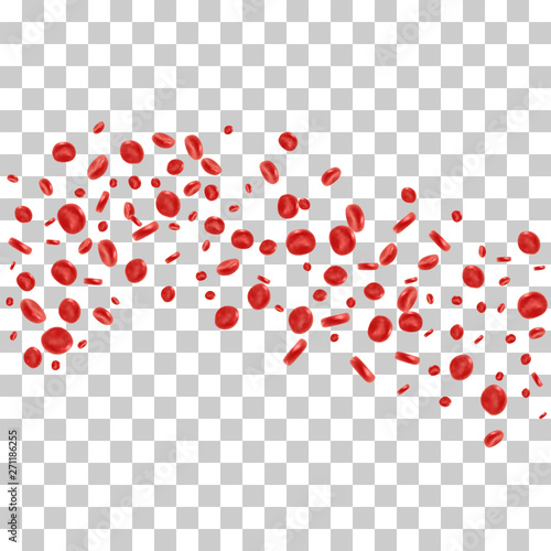 Red blood cell flowing in vein or artery. Vector illustration on transparent background. Healthcare and medical zoom concept.