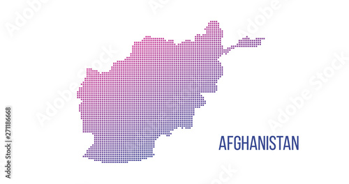 Afghanistan map. Vector halftone composition made out of squares. Vector illustration isolated on white background.