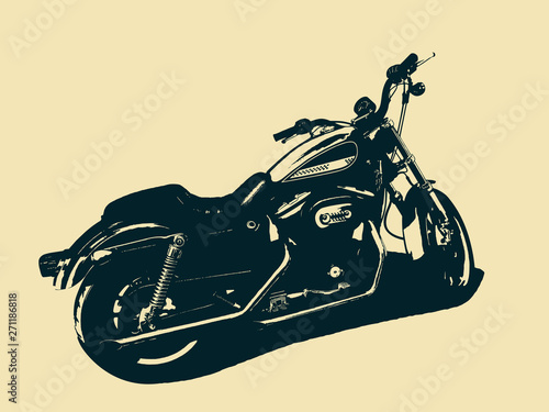 Classic motorcycle isolated. Black and white illustration