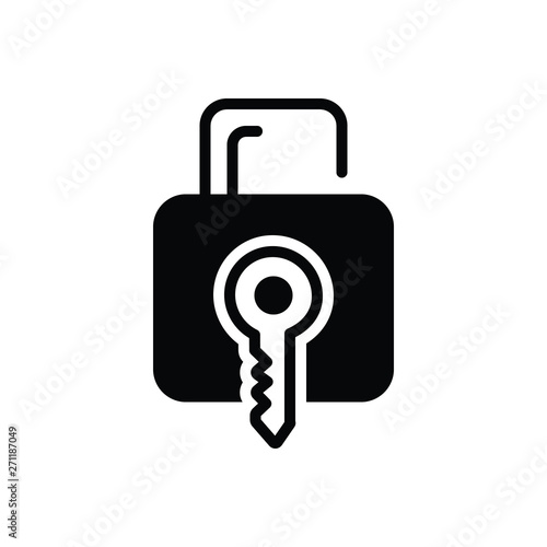 Black solid icon for keylock protection
