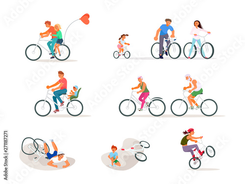 Set of different cyclist.