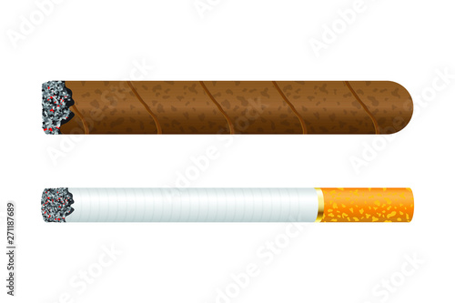 Burning cigar vector illustration isolated on white background