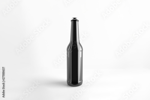 Dark Beer Bottle on a grey background.
