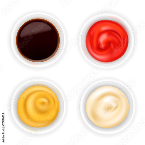 Sauces in bowls set