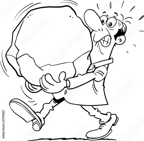 businessman a big rock