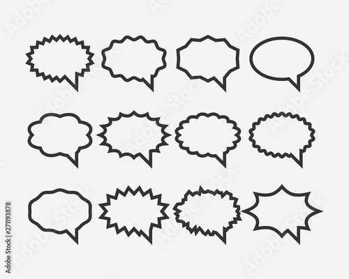 Set talk bubbles speech vector. Blank empty bubble icon design elements. Chat on line symbol template. Collection dialogue balloon stickers silhouette.
