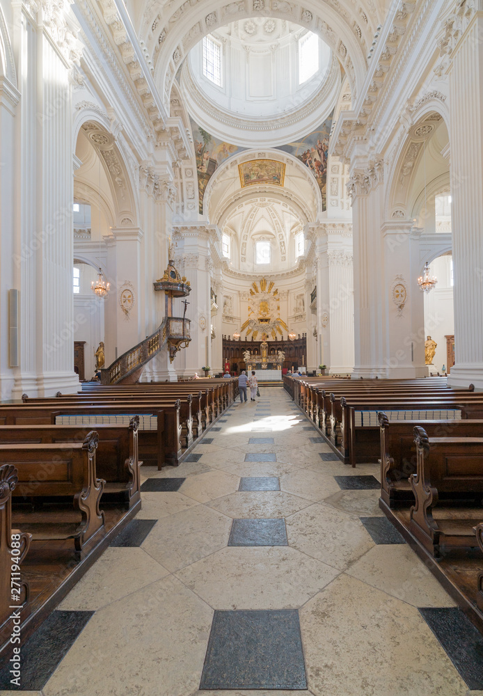 interior view of the historic St. Ursen cathedral in the city of Solothurn in Switzerland