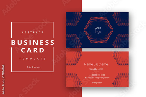 Trendy minimal abstract business card template. Modern corporate stationery id layout with geometric pattern. Vector fashion background design with information sample name text.