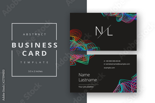 Trendy minimal abstract business card template. Modern corporate stationery id layout with geometric pattern. Vector fashion background design with information sample name text.