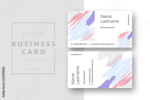 Trendy minimal abstract business card template. Modern corporate stationery id layout with geometric pattern. Vector fashion background design with information sample name text.