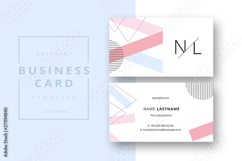 Trendy minimal abstract business card template. Modern corporate stationery id layout with geometric pattern. Vector fashion background design with information sample name text.
