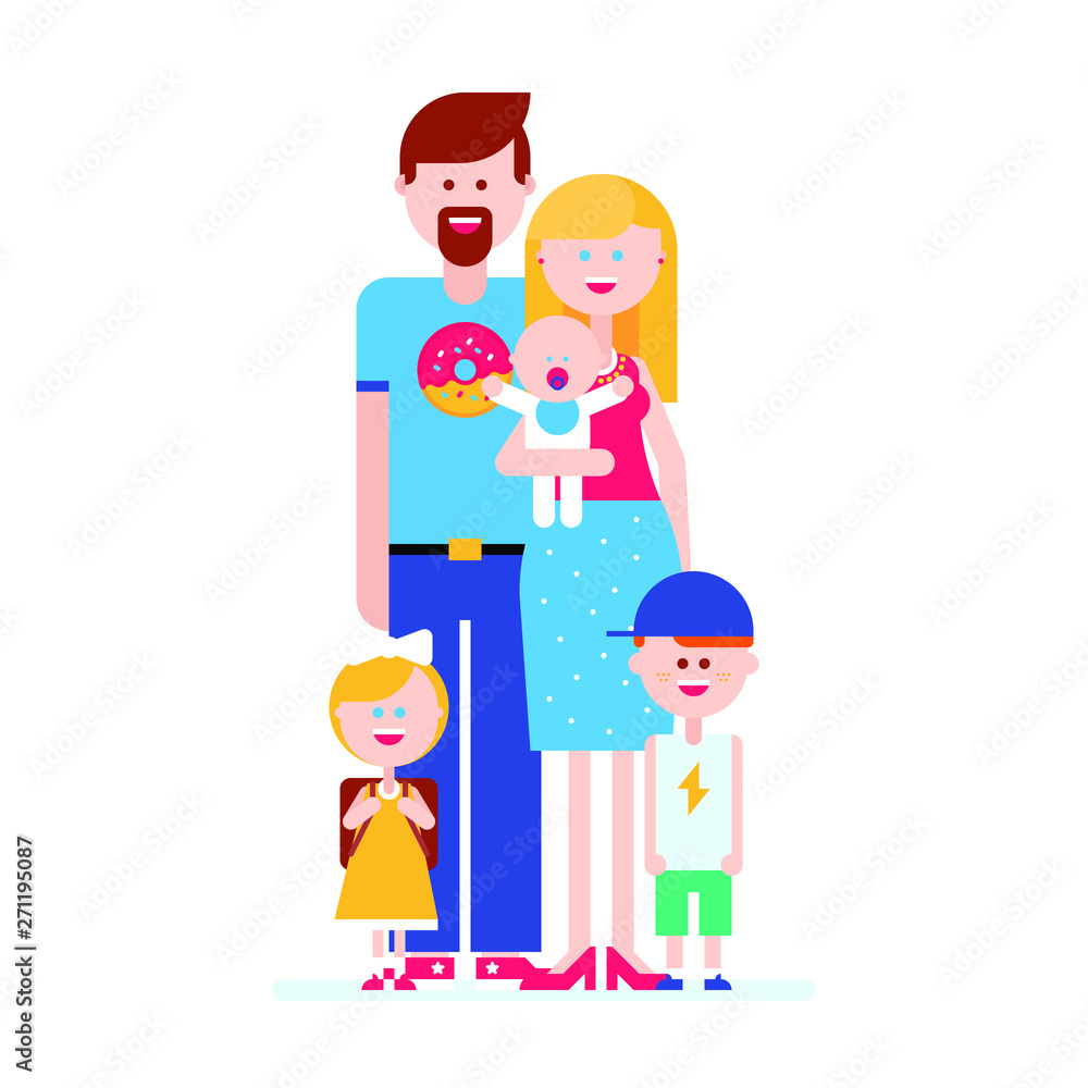 Happy family cartoon flat vector illustration Happy family cartoon flat vector illustration