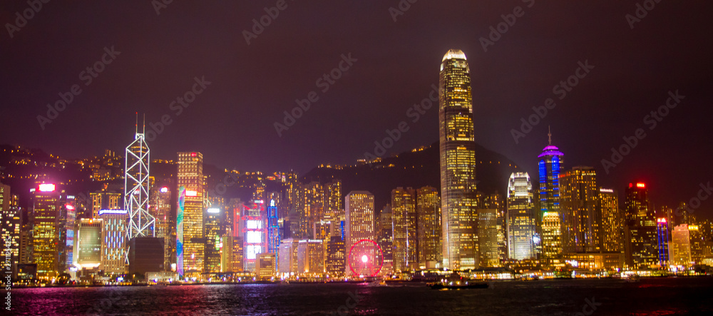 Naklejka premium City at night in Hongkong