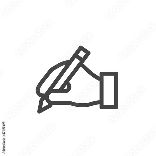 Hand writing icon outline isolated on white background