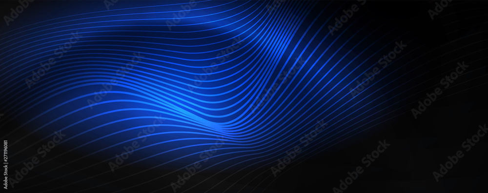 Smoky glowing waves in the dark. Dark abstract background with neon color light and wavy lines. Vector Smoky glowing waves in the dark. Dark abstract background with neon color light and wavy lines. Vector