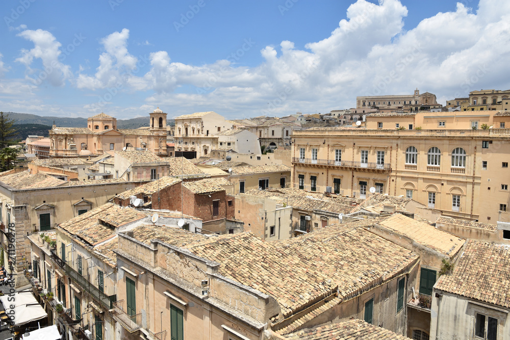 The cathedral of Noto, a city in Sicily, and its historic center