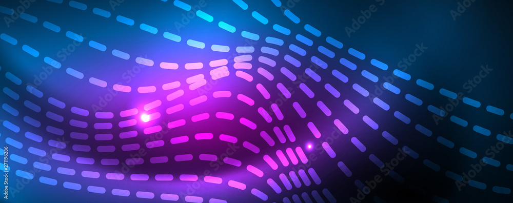 Smooth wave lines on blue neon color light background. Glowing abstract wave on dark, shiny motion, magic space light Smooth wave lines on blue neon color light background. Glowing abstract wave on dark, shiny motion, magic space light