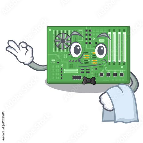 Waiter motherboard in the a computer cartoon