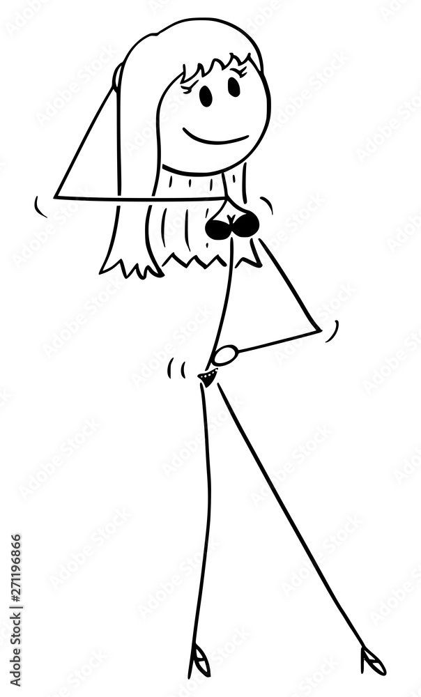 Vector cartoon stick figure drawing of young sexy woman wearing underwear  or lingerie or bikini and standing in seductive pose. Stock Vector | Adobe  Stock