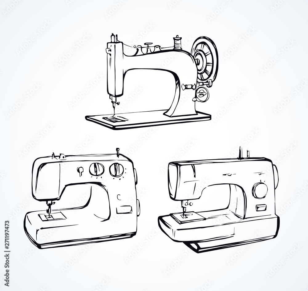 Sewing machine. Vector drawing Stock Vector | Adobe Stock
