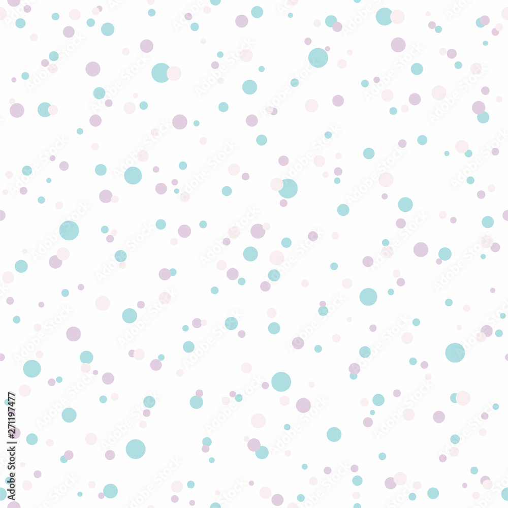 Seamless abstract pattern of little circles of different pastel colors. Kaleidoscope background. Decorative