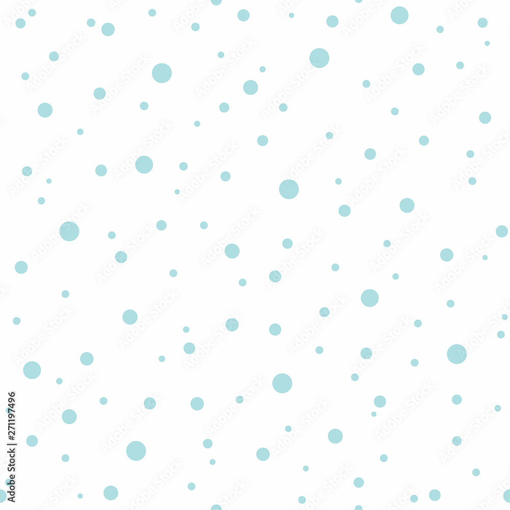 Seamless abstract pattern with little blue circles and dots on white background. Kaleidoscope background.