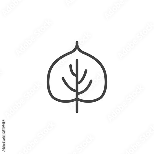 Linden leaf line icon. Foliage linear style sign for mobile concept and web design. Leaf of a linden tree outline vector icon. Symbol, logo illustration. Vector graphics
