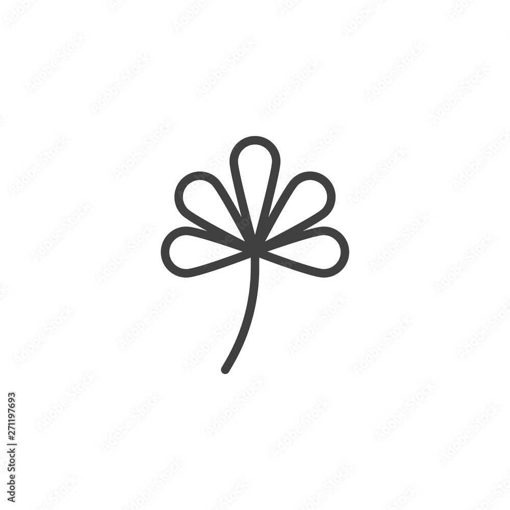 Five leaf clover line icon. linear style sign for mobile concept and web design. Clover leaf outline vector icon. Symbol, logo illustration. Vector graphics Five leaf clover line icon. linear style sign for mobile concept and web design. Clover leaf outline vector icon. Symbol, logo illustration. Vector graphics