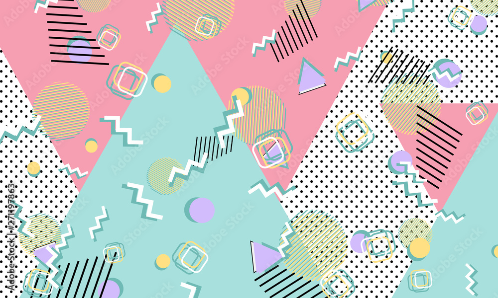 Memphis pattern. Geometric shapes. Hipster style Memphis pattern. Geometric shapes. Hipster style