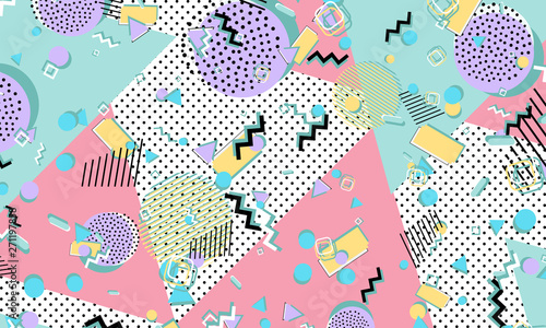 Memphis pattern. Geometric shapes. Hipster style
