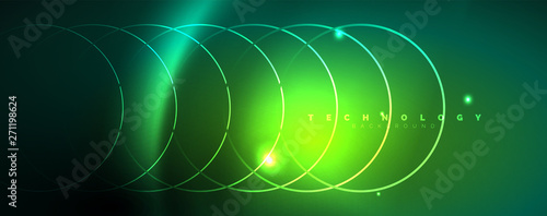 Shiny neon lines template - northern lights glowing blur lines. Futuristic style glow neon 80s disco club or night party techno template