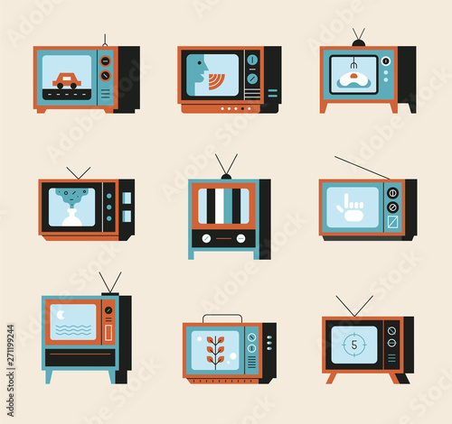 Retro concept television designs. flat design style minimal vector illustration