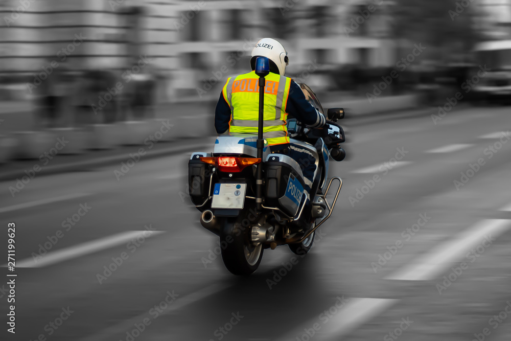 Fototapeta premium German police motorcycle on the ride