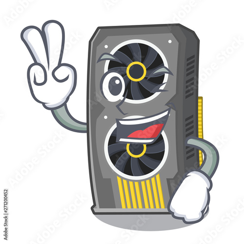 Two finger video graphics card isolated with cartoon