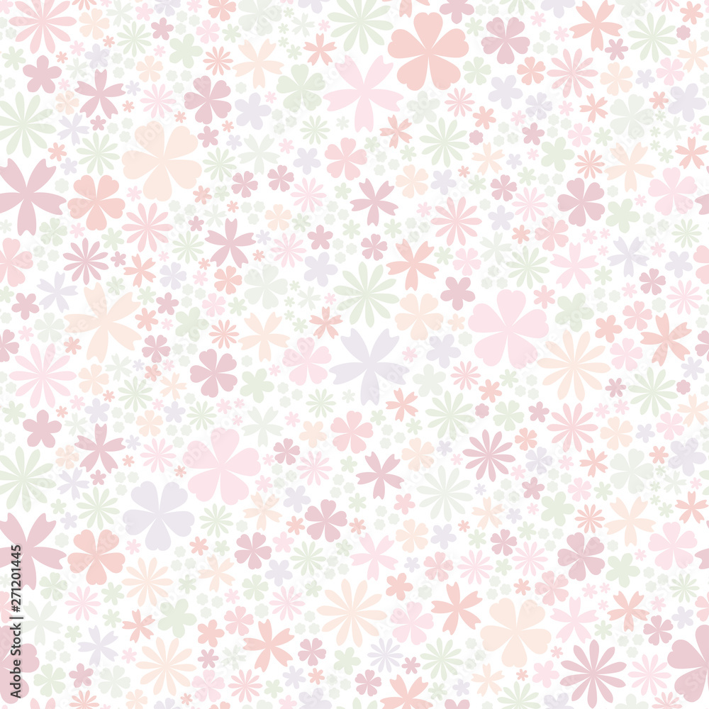Seamless flower pattern. Flat little flowers on white background. Cute Vector wedding illustration.