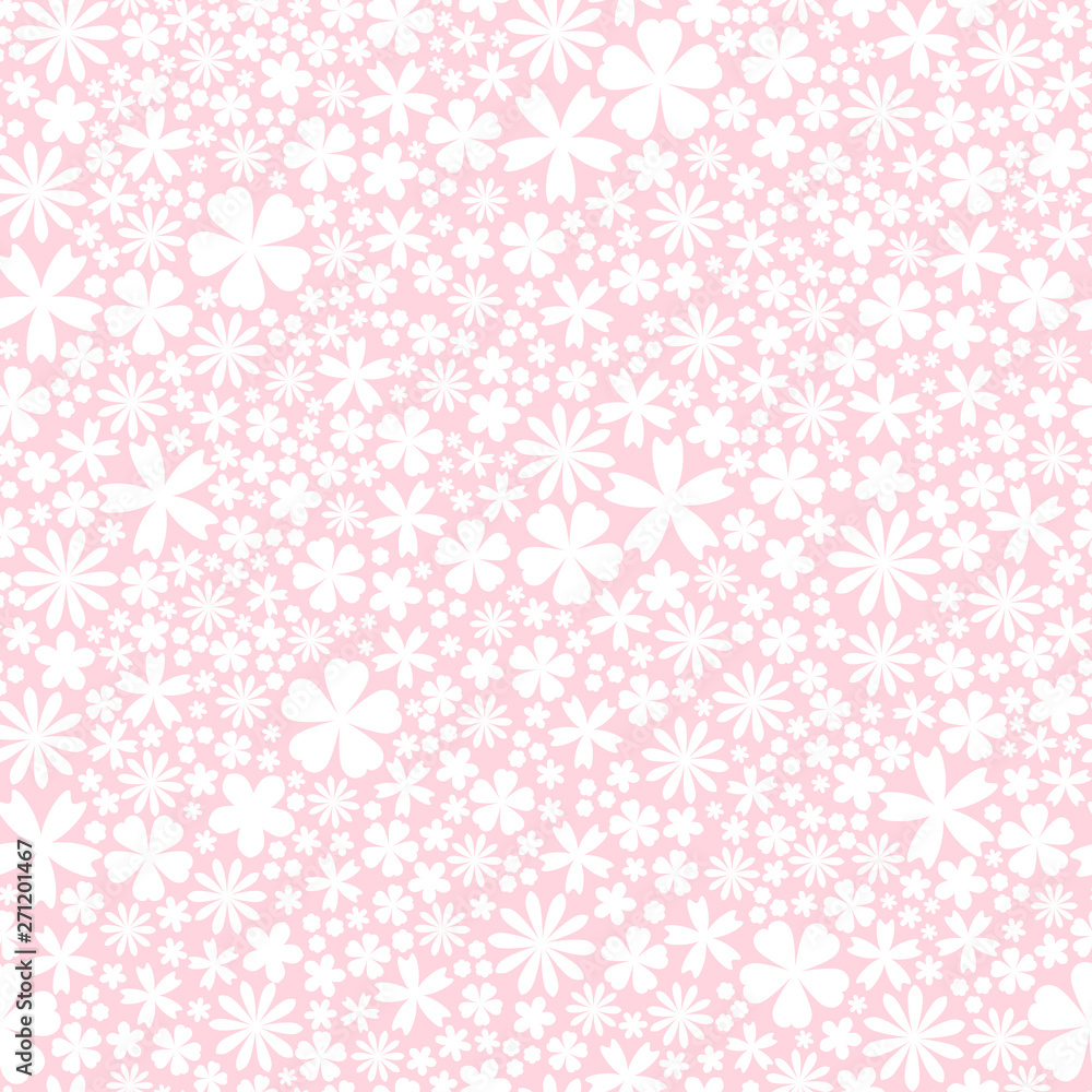 Seamless flower pattern. Flat flowers on pink background. Cute Vector Seamless flower pattern. Flat flowers on pink background. Cute Vector