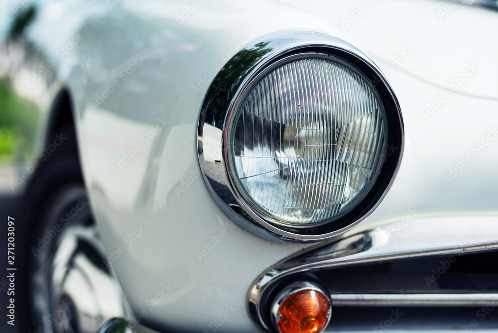 white Retro Car headlight, Detail,