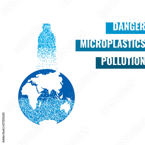 Of microplastics in the water vector banner.